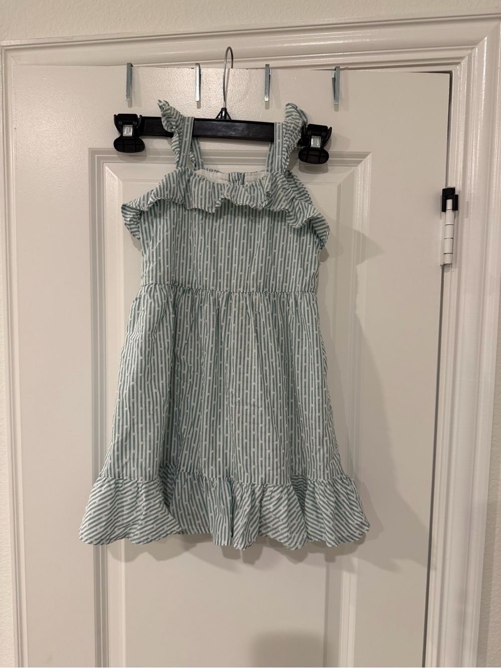 Janie and Jack Sage Green Striped Ruffle Sundress